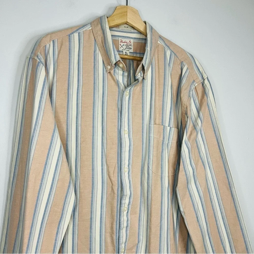 J. Crew The Broken-In Slim Organic Striped Oxford Shirt XL